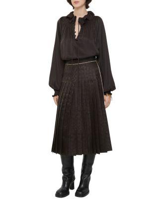 Sunflower Pleated Silk Skirt by BURBERRY