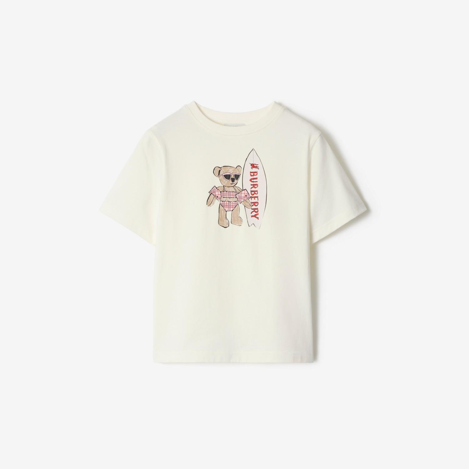 Surfer Bear Cotton T-shirt by BURBERRY