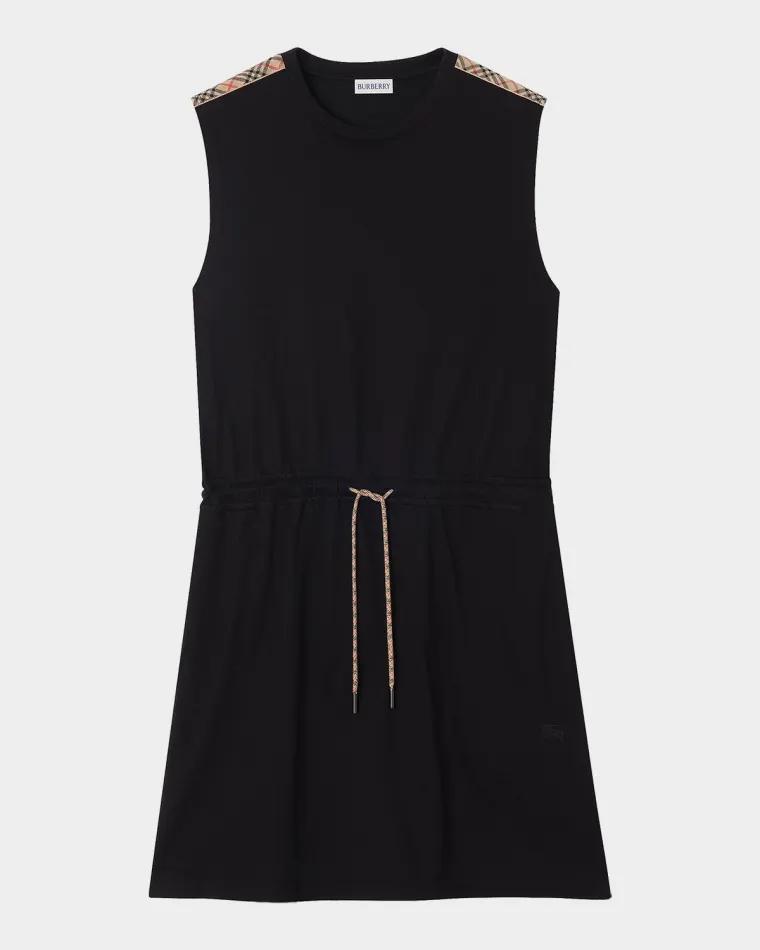 Tabitha Check-Trim Drawstring Mini Dress by BURBERRY