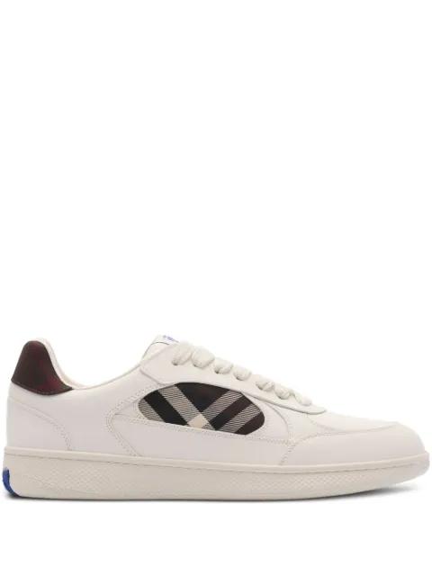 Terrace check-panel leather sneakers by BURBERRY