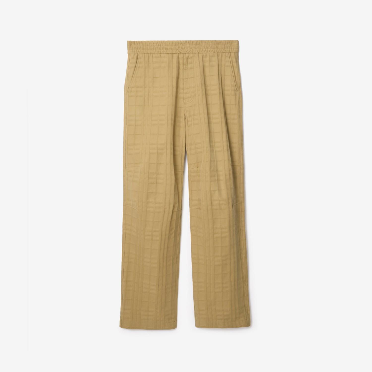 Textured Check Cotton Trousers by BURBERRY