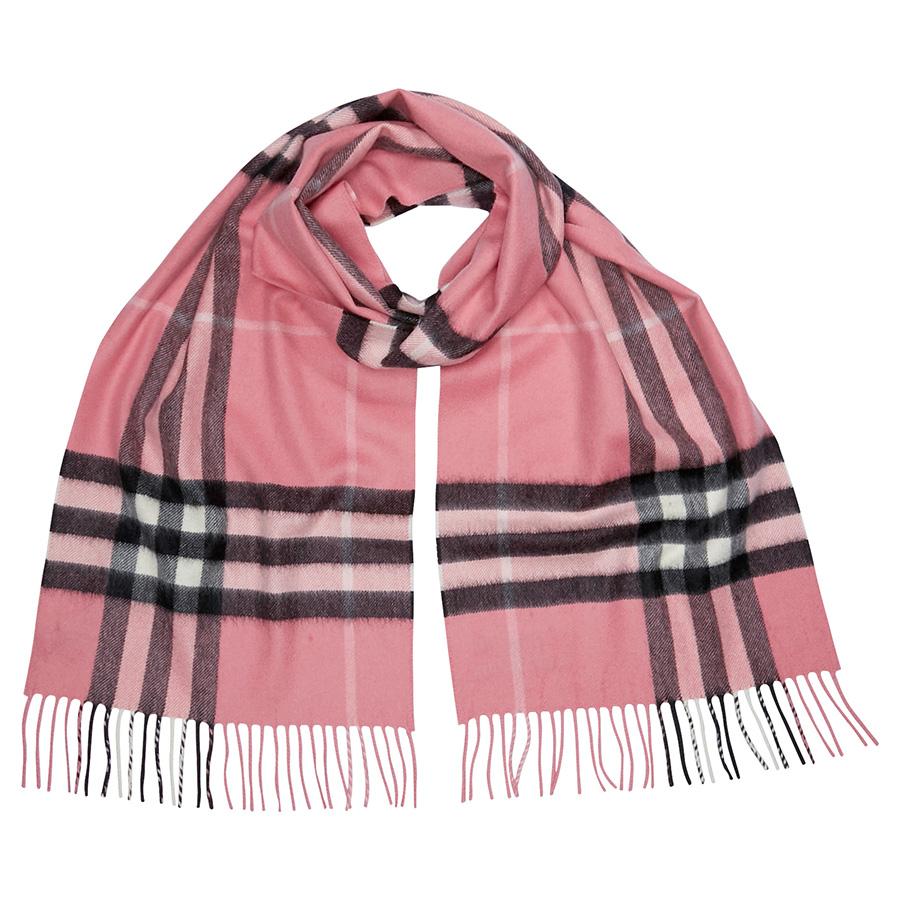 The Classic Cashmere Scarf in Check - Rose Pink by BURBERRY