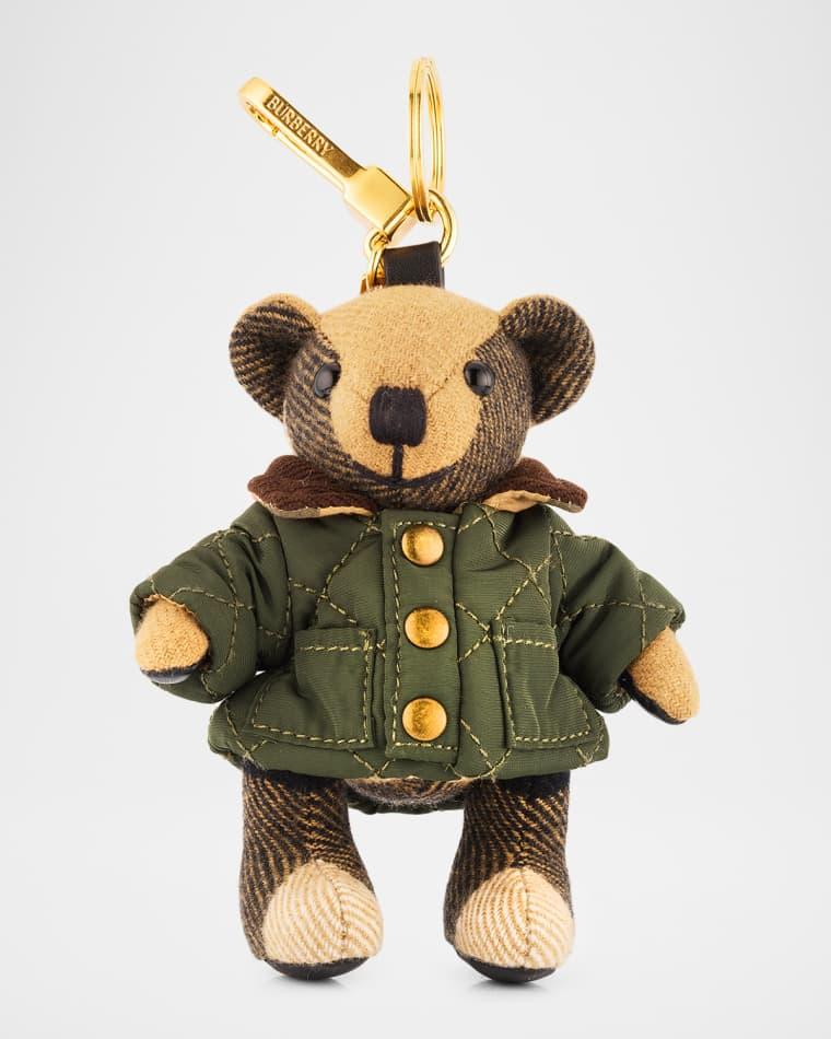Thomas Check Cashmere Teddy Bear in Quilted Jacket Bag Charm by BURBERRY