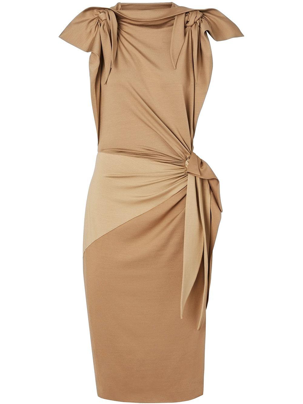 Tie Detail Tri-tone Silk Jersey Dress by BURBERRY