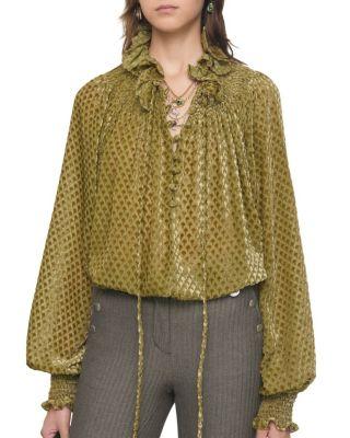 Torch Silk Blend Velvet Blouse by BURBERRY