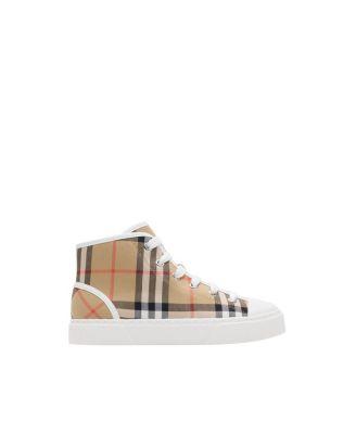 Unisex Check Cotton High-top Sneakers - Toddler by BURBERRY