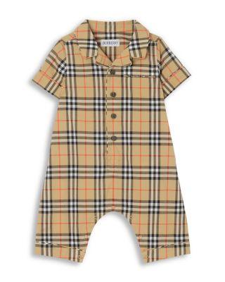Unisex Check Cotton Playsuit - Baby by BURBERRY