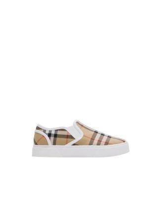 Unisex Check Cotton Slip-on Sneakers - Toddler by BURBERRY