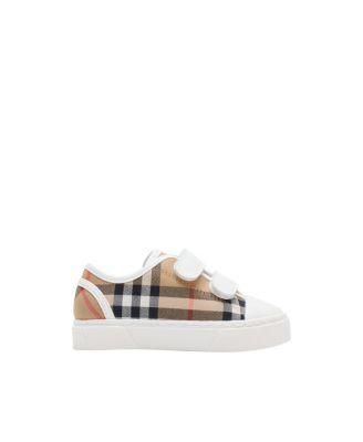 Unisex Check Cotton Sneakers - Little Kid by BURBERRY