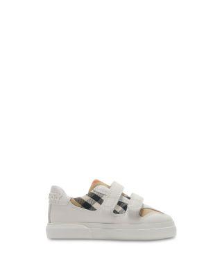 Unisex Check Cotton & Leather Sneakers - Baby by BURBERRY