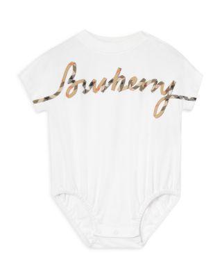 Unisex Check Cursive Logo Cotton Bodysuit - Baby by BURBERRY