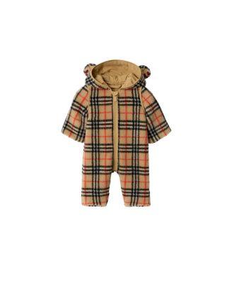 Unisex Check Fleece Hooded Jumpsuit - Baby by BURBERRY