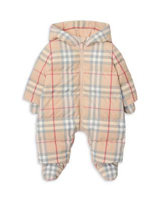Unisex Check Footed Down Puffer Suit - Baby by BURBERRY