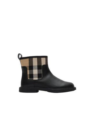 Unisex Check Panel Leather Boots - Little Kid by BURBERRY