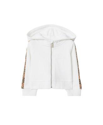Unisex Check Trim Cotton Zip Hoodie - Baby by BURBERRY