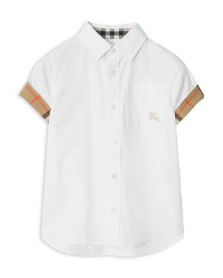 Unisex Owen Check Trim Cotton Poplin Shirt - Little Kid by BURBERRY