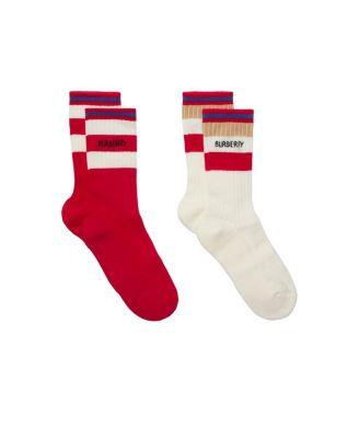 Unisex Two-piece Logo Stripe Cotton Blend Socks Set - Baby by BURBERRY