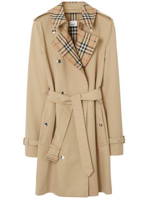 Vintage Check-trim short trench coat by BURBERRY