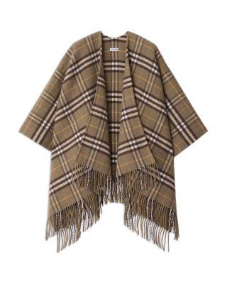 Vole Check Wool & Cashmere Cape by BURBERRY