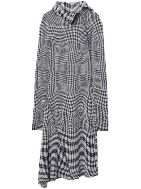 Warped houndstooth-pattern midi dress by BURBERRY