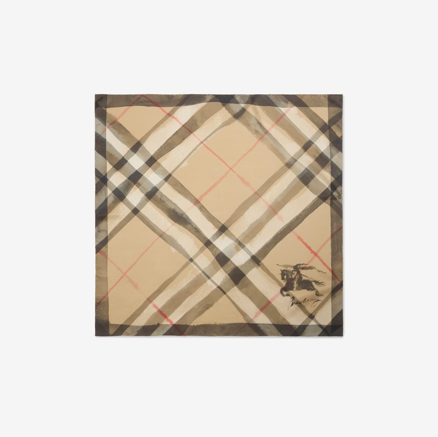 Watercolour Check Silk Scarf by BURBERRY