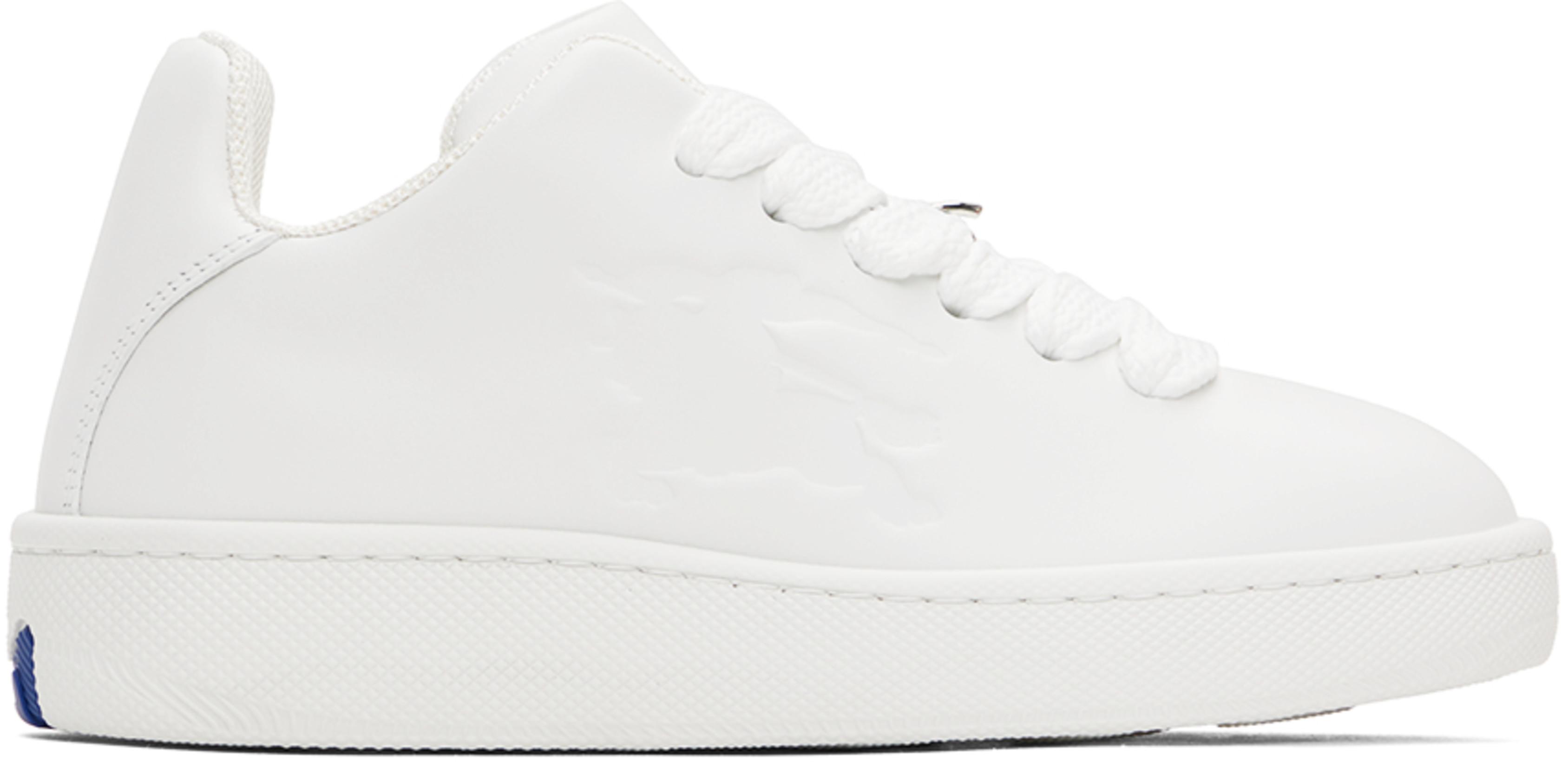 White Leather Box Sneakers by BURBERRY