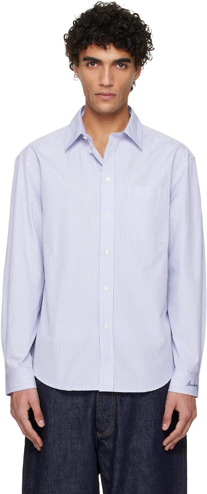 White & Blue Riordan Script Shirt by BURBERRY