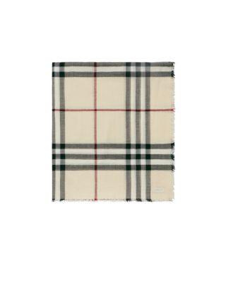 Wide Check Wool Scarf by BURBERRY