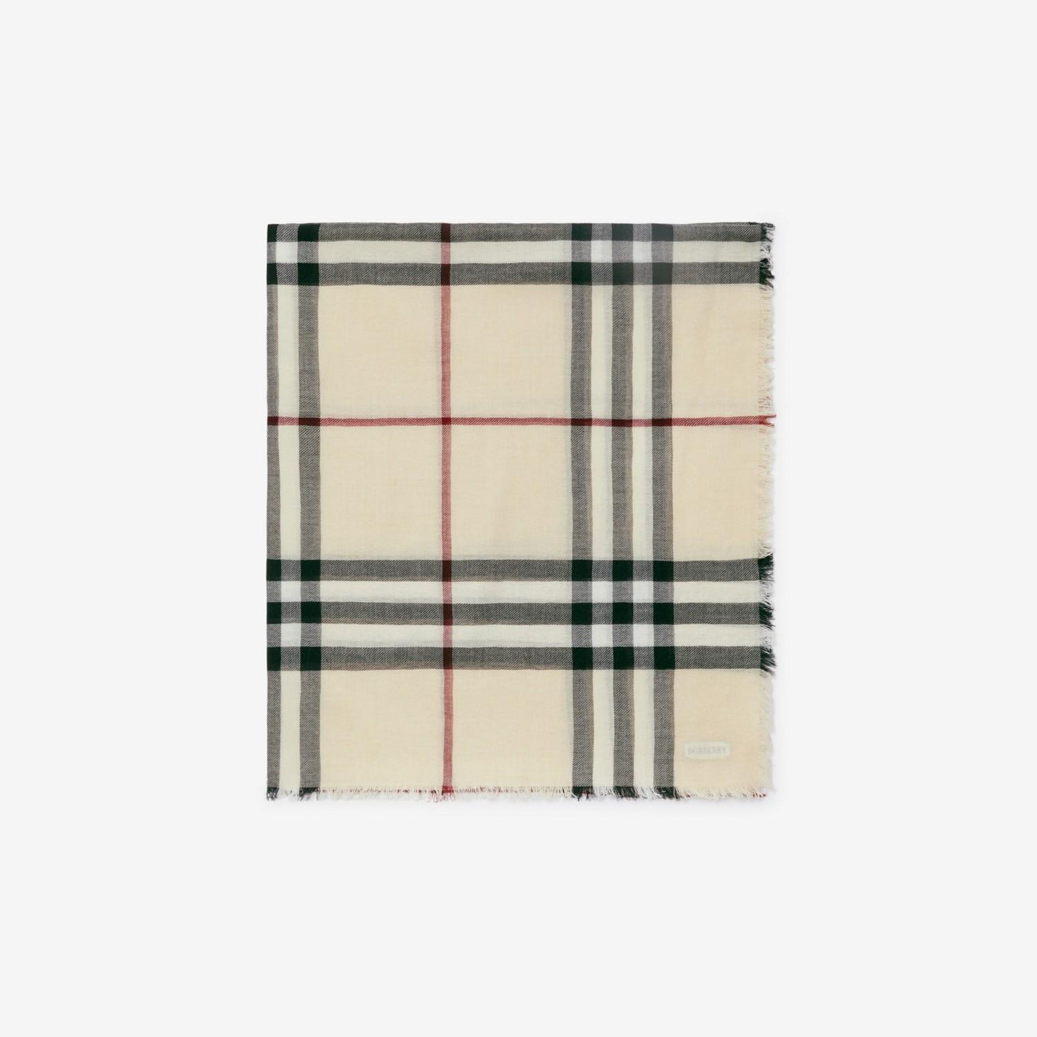 Wide Check Wool Scarf by BURBERRY