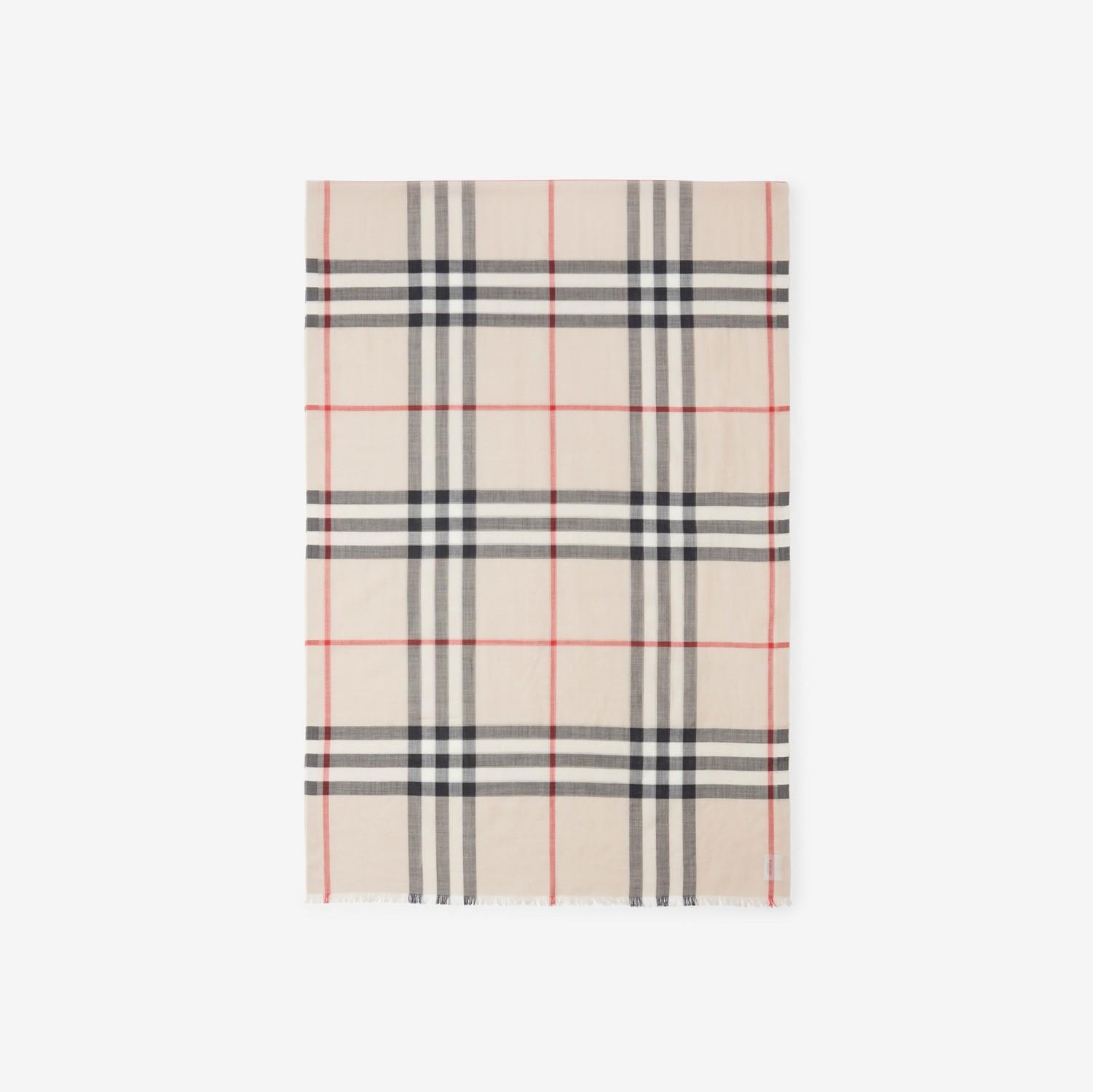 Wide Check Wool Silk Scarf by BURBERRY