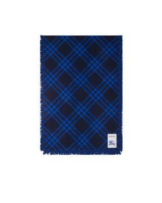 Wide Check Wool Silk Scarf by BURBERRY