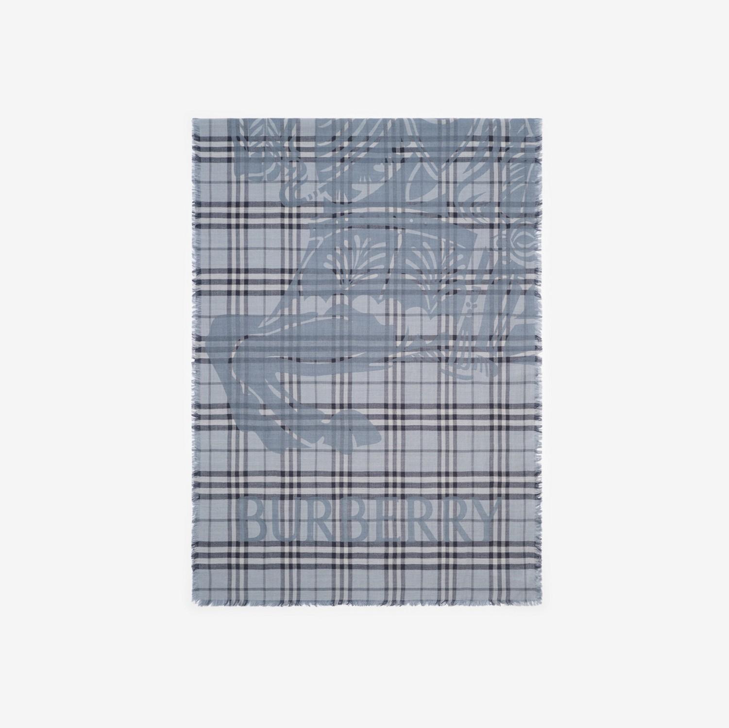Wide EKD Check Wool Silk Scarf by BURBERRY
