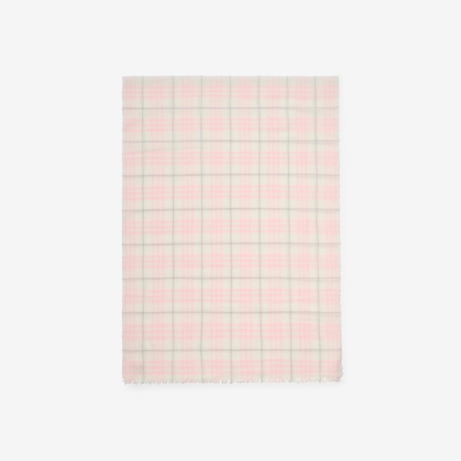 Wide Embellished Check Wool Silk Blend Scarf by BURBERRY