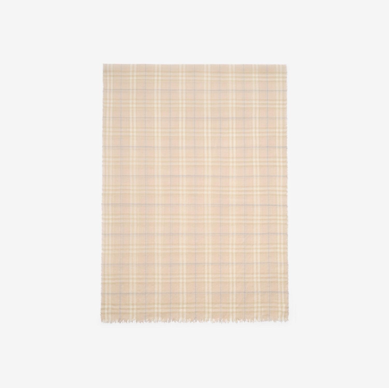 Wide Embellished Check Wool Silk Blend Scarf by BURBERRY