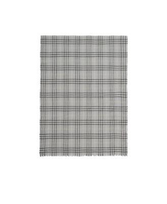 Wide Embellished Check Wool Silk Blend Scarf by BURBERRY