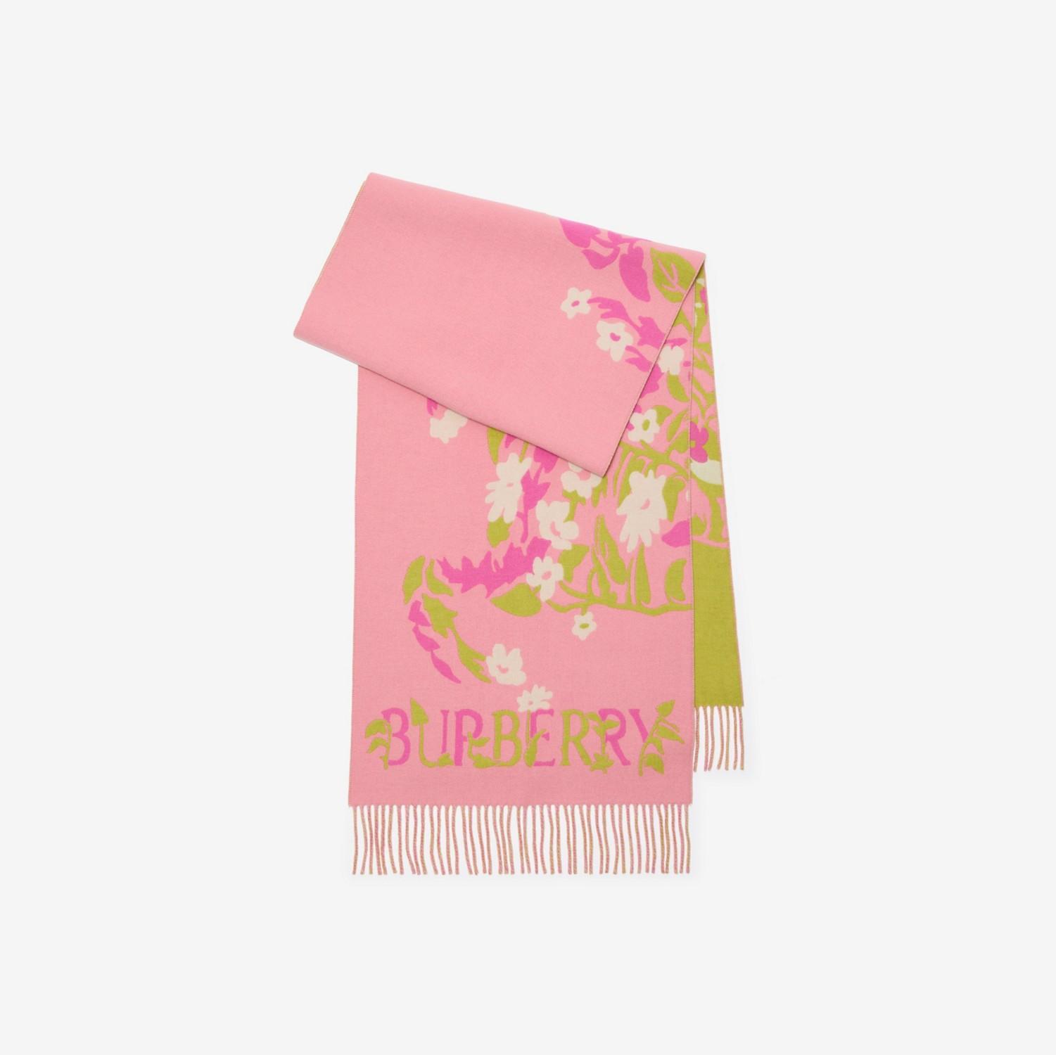 Wide Floral Knight Cashmere Scarf by BURBERRY
