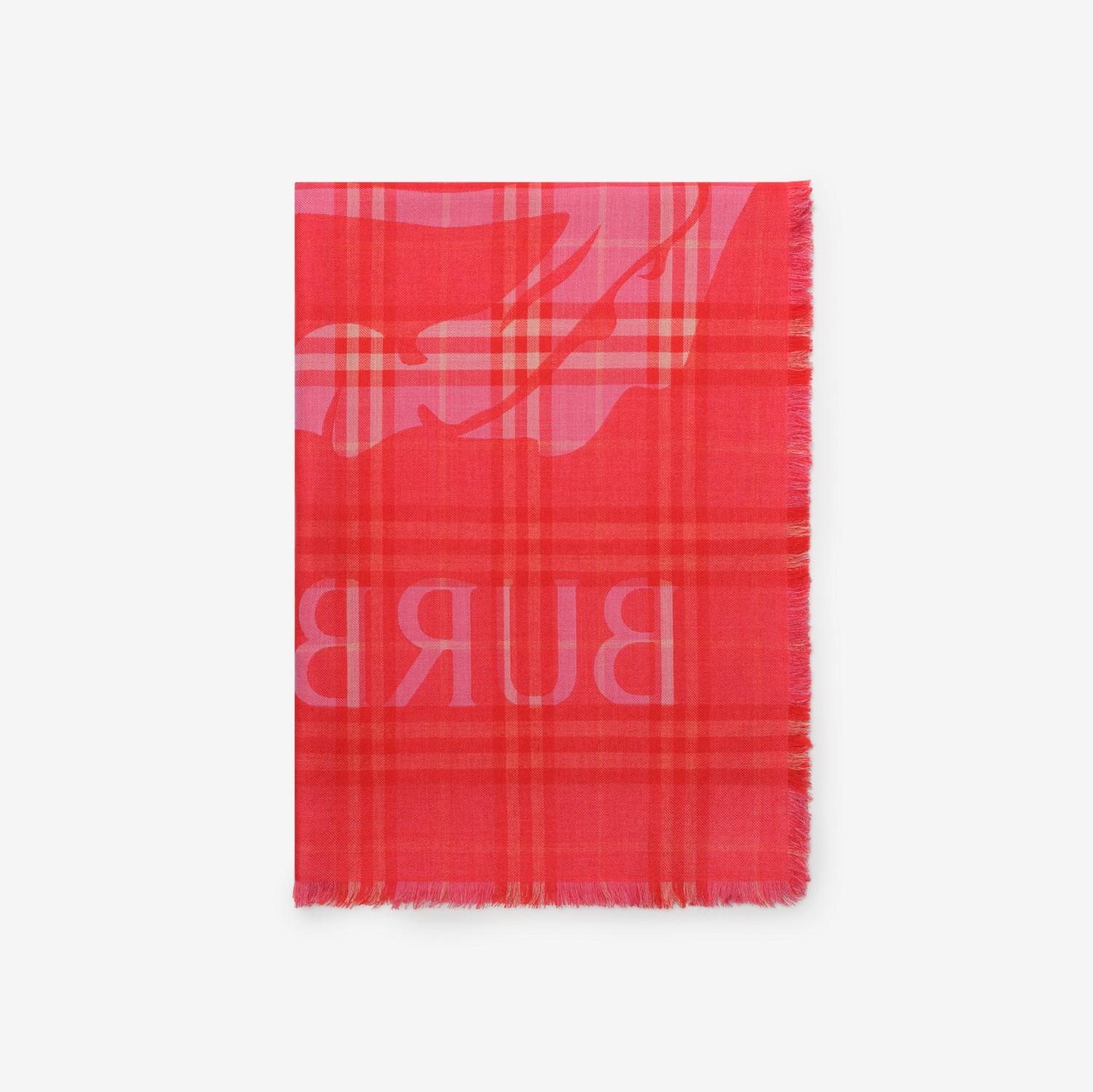 Wide Knight Check Wool Silk Scarf by BURBERRY