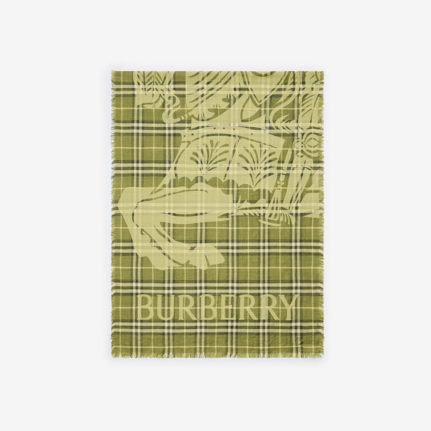 Wide Knight Check Wool Silk Scarf by BURBERRY