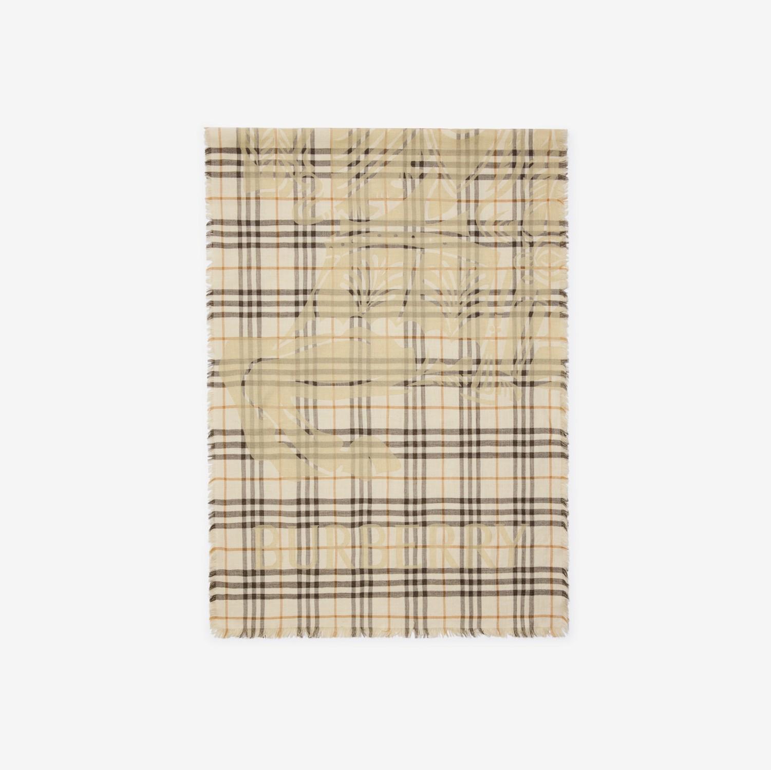 Wide Knight Check Wool Silk Scarf by BURBERRY