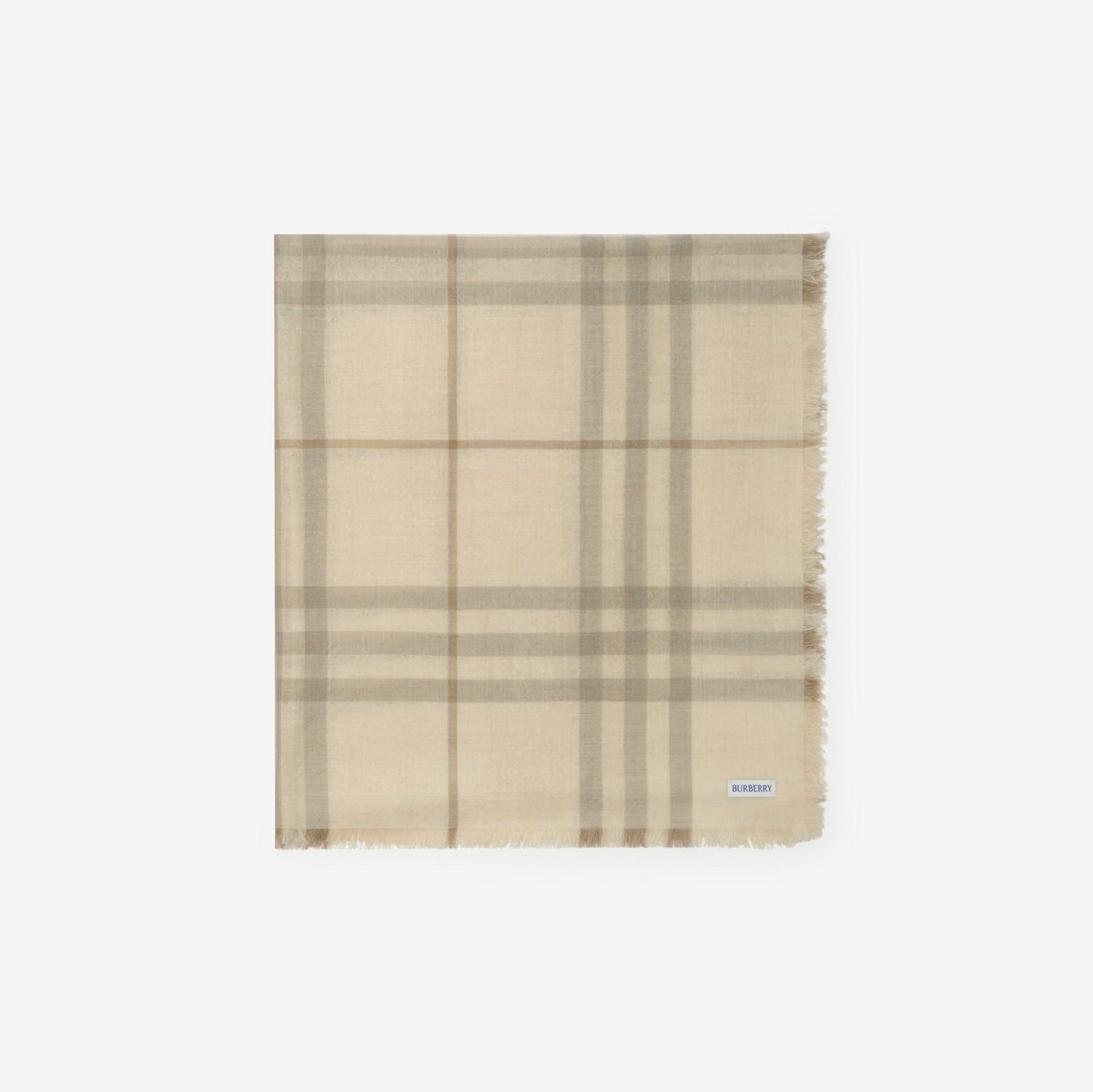 Wide Reversible Check Wool Silk Scarf by BURBERRY