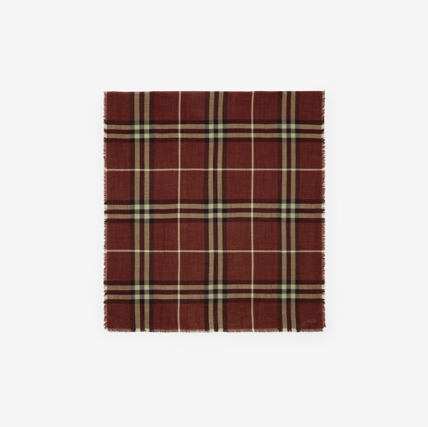 Wide Reversible Check Wool Silk Scarf by BURBERRY