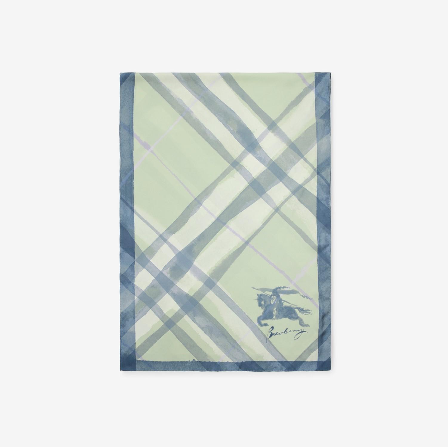 Wide Watercolour Check Silk Scarf by BURBERRY