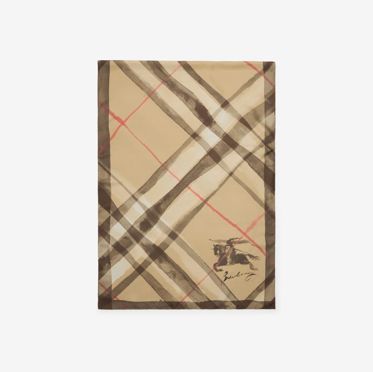 Wide Watercolour Check Silk Scarf by BURBERRY