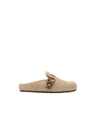 Women's Check Shearling Urchin Clogs by BURBERRY
