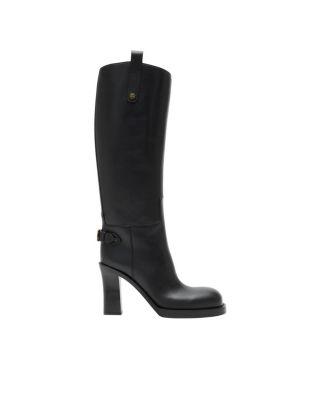 Women's Leather Cavalier Heel Boots by BURBERRY