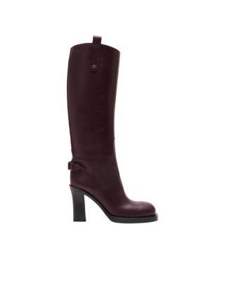 Women's Leather Cavalier Heel Boots by BURBERRY