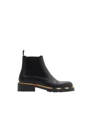 Women's Leather Gravel Chelsea Boots by BURBERRY