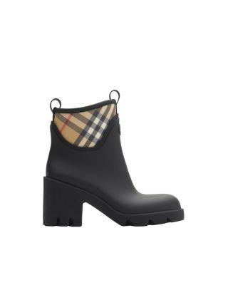 Women's Rubber Marsh Stamp Heeled Low Boots by BURBERRY