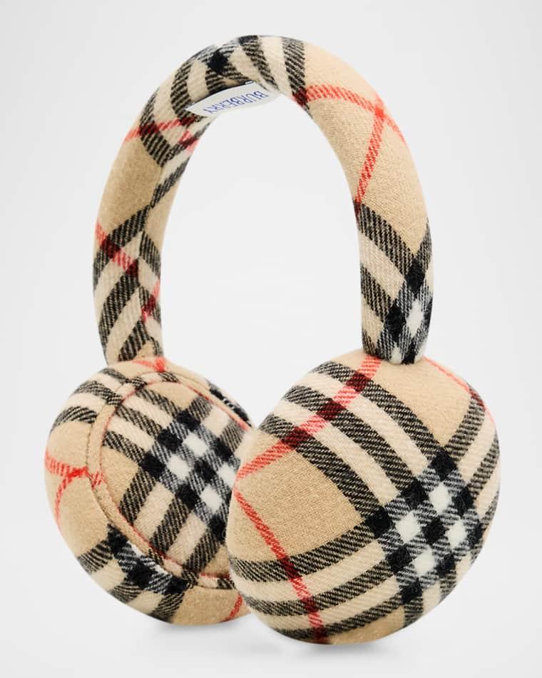 Wool Cashmere Check Earmuffs by BURBERRY