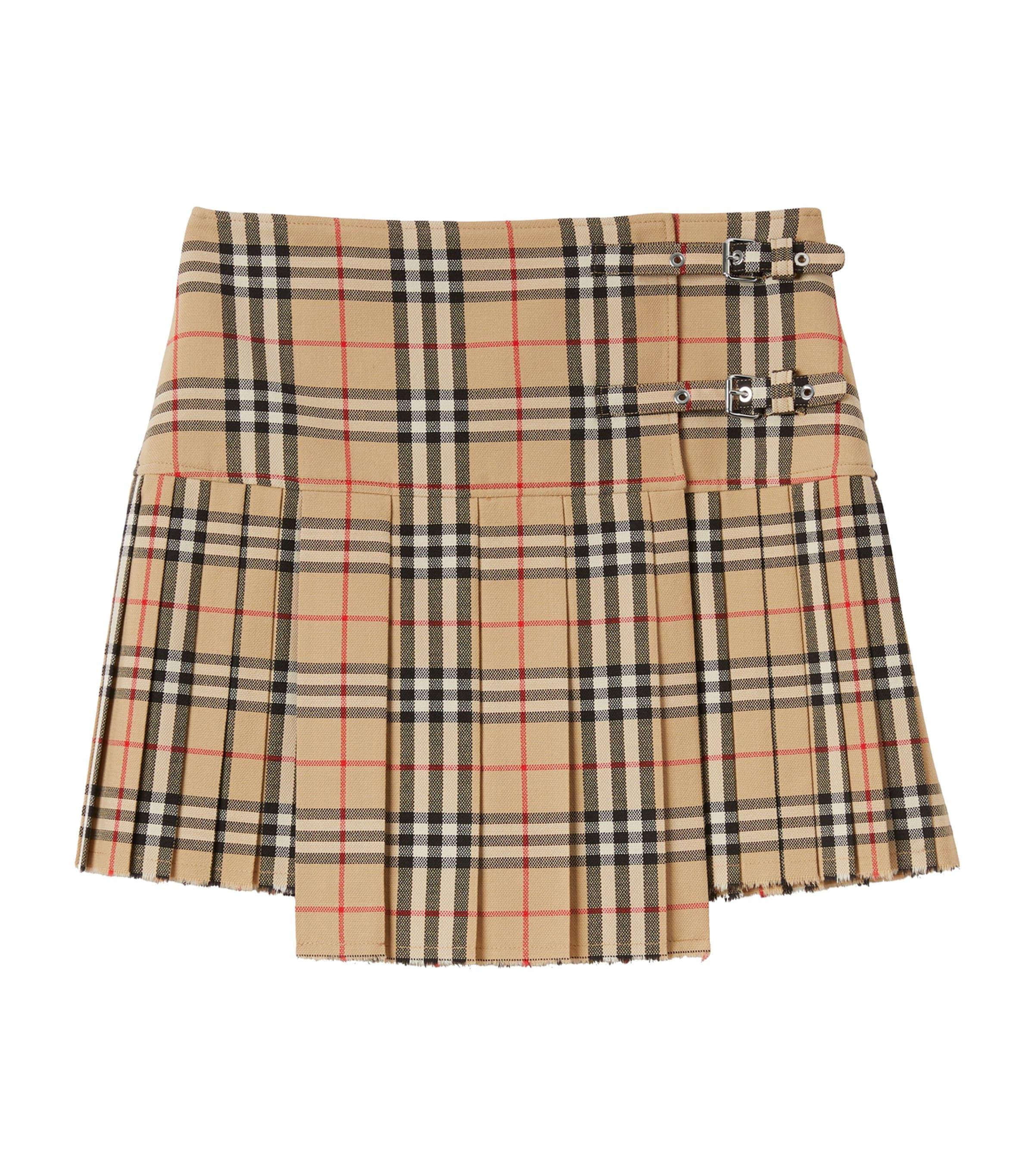 Wool Check Pleated Mini Kilt by BURBERRY
